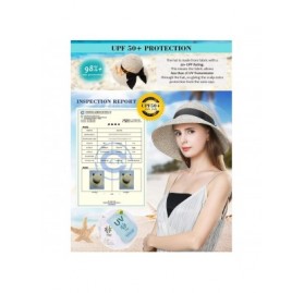 Sun Hats Womens UPF 50 Summer Straw Beach Sun Hat Wide Brim Fashion Fedora Packable & Adjustable - C5198UHGOLK $26.72