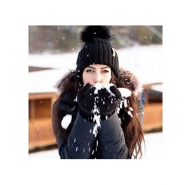 Skullies & Beanies Womens Winter Knitted Beanie Hat with Faux Fur Pom Warm Knit Skull Cap Beanie for Women - 01-black - C218U...