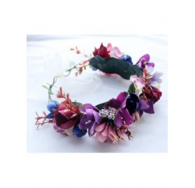 Headbands Flower Wreath Headband Floral Hair Garland Flower Crown Halo Headpiece Boho with Ribbon Wedding Party Photos - 3 - ...