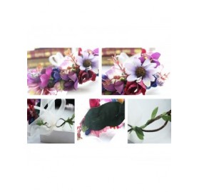 Headbands Flower Wreath Headband Floral Hair Garland Flower Crown Halo Headpiece Boho with Ribbon Wedding Party Photos - 3 - ...
