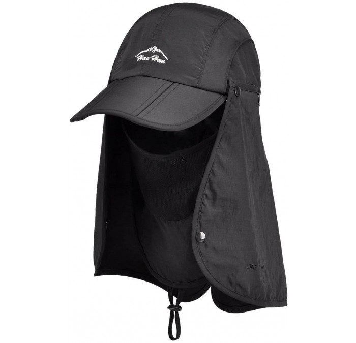 Baseball Caps UPF 50+ Summer Hat Neck Protection Flap Cap - Black - CG11X0X984Z $10.25