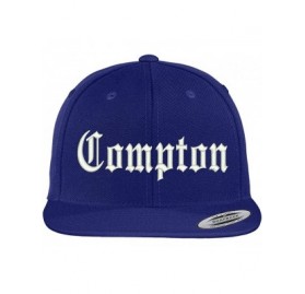 Baseball Caps Compton City Old English Embroidered Flat Bill Snapback Cap - Royal - C812FM6FGFH $19.54