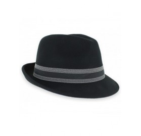 Fedoras Belfry Striped Trilby Men Women Crushable Wool Felt Fedora Hat - Black - CB1808YYHYK $25.95