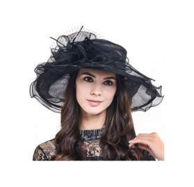 Sun Hats Lightweight Kentucky Derby Church Dress Wedding Hat S052 - S042-black1 - CU196SDI789 $20.96