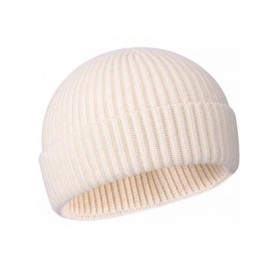 Skullies & Beanies Wool Winter Knit Cuff Short Fisherman Beanie Hats for Men Women - Beige - CW1943EZ3N2 $10.03