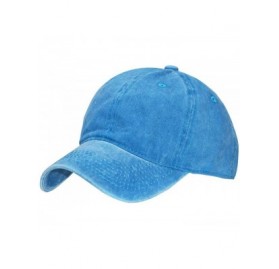 Baseball Caps Vintage Washed Distressed Men Baseball Cap Dad Hat Cotton Pigment Dyed Low Profile Denim Hat - B-sky Blue - CG1...