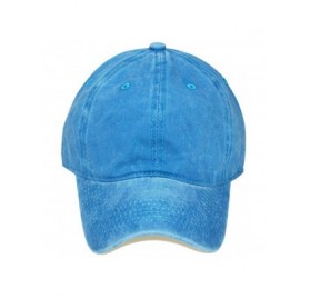 Baseball Caps Vintage Washed Distressed Men Baseball Cap Dad Hat Cotton Pigment Dyed Low Profile Denim Hat - B-sky Blue - CG1...