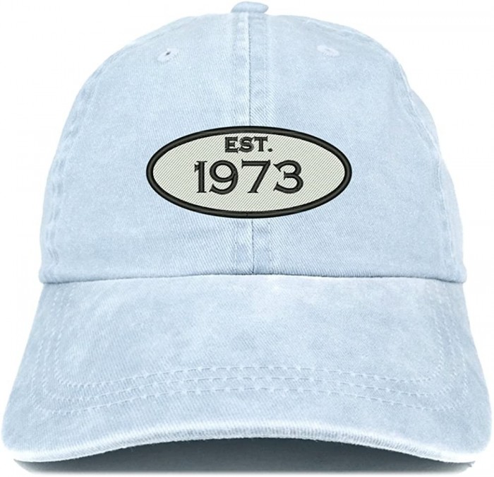 Baseball Caps Established 1973 Embroidered 47th Birthday Gift Pigment Dyed Washed Cotton Cap - Light Blue - C3180MZ73H4 $20.40