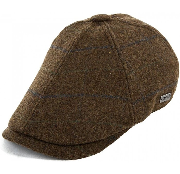 Newsboy Caps 2019 New Mens Winter Wool Newsboy Cap Adjustable Cold Weather Flat Cap Soft Lined - 16084_coffee - CW12MZXK3HL $...