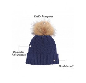 Skullies & Beanies 2 Pack Parent-Child Hat Winter Baggy Slouchy Beanie Hat Warm Knit Pom Pom Beanie for Women & Baby - Navy -...