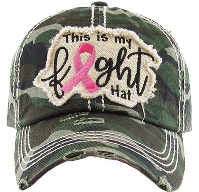 Baseball Caps Pink Ribbon Fight Women's Awareness Vintage Baseball Cap - Camo - CX18WA38ZLC $53.66