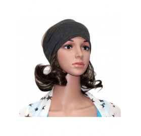 Headbands Women's Solid Stretch Wide Sports Headband Cotton Yoga Hairband Bandanas - Dark Grey - CI1894QYCH5 $21.32