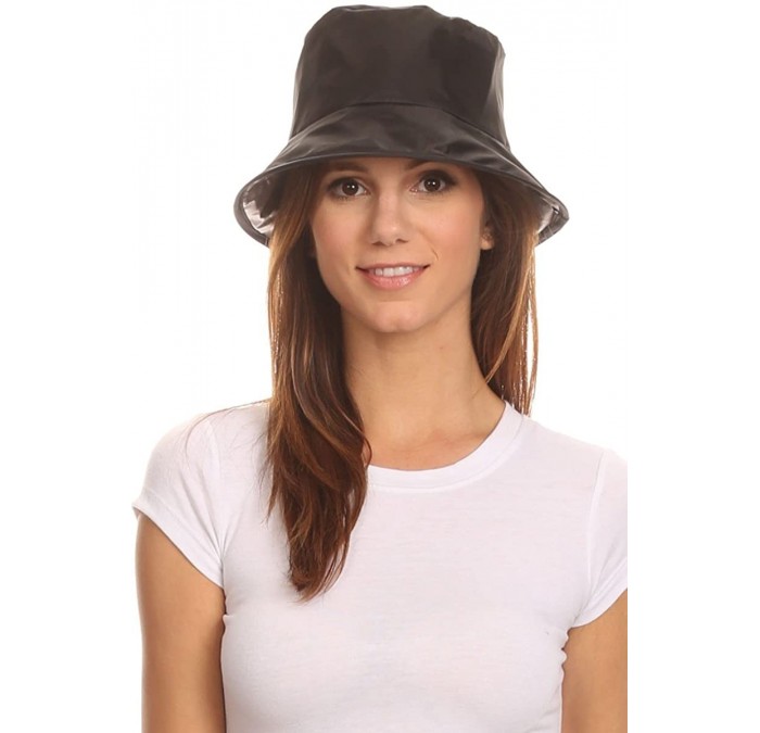 Rain Hats Unisex Twist to Pack Rain Bucket Hat Water Resistant Lightweight - Black - CR12I8WTG1H $22.87