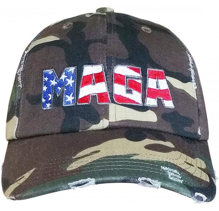 Baseball Caps MAGA Hat - Trump Cap - Camo Ripped Distressed-maga/Rwb - CD18Y5ENHEY $34.49