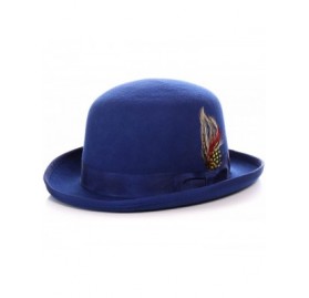 Fedoras Premium Lined Wool Clockwork Orange Style English Bowler Derby Hat - Royal Blue - C012N5Q7CMM $75.72