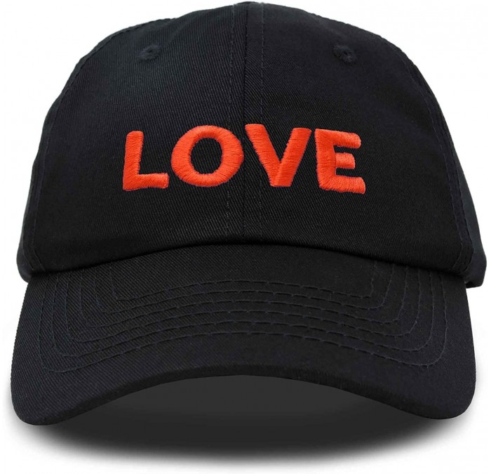 Baseball Caps Custom Embroidered Hats Dad Caps Love Stitched Logo Hat - Black - C4180LXO6QA $9.00