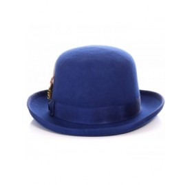 Fedoras Premium Lined Wool Clockwork Orange Style English Bowler Derby Hat - Royal Blue - C012N5Q7CMM $75.72