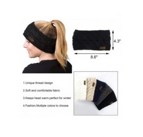 Cold Weather Headbands Women Winter Warm Headband Fuzzy Fleece Lined Thick Cable Knit Head Wrap Ear Warmer Black & Beige - CG...