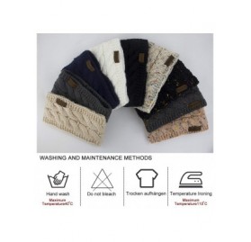 Cold Weather Headbands Women Winter Warm Headband Fuzzy Fleece Lined Thick Cable Knit Head Wrap Ear Warmer Black & Beige - CG...