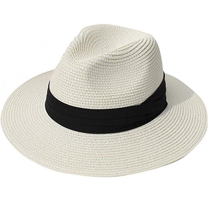 Bucket Hats Unisex Summer Foldable Fisherman Brim Bucket Hat Jazz Sunshade Panama Trilby Fedora Hat Gangster Cap - White - CZ...