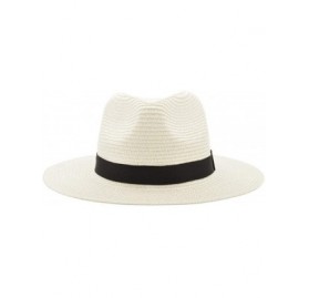 Bucket Hats Unisex Summer Foldable Fisherman Brim Bucket Hat Jazz Sunshade Panama Trilby Fedora Hat Gangster Cap - White - CZ...