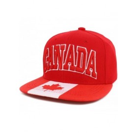 Baseball Caps Country Name 3D Embroidery Flag Print Flatbill Snapback Cap - Canada Red - CT18W69L4EX $14.15