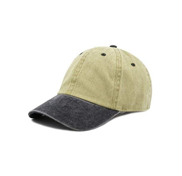 Baseball Caps 100% Cotton Pigment Dyed Low Profile Dad Hat Six Panel Cap - 4. Khaki Black - CM12FOXYROJ $20.04