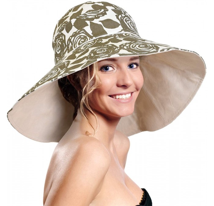 Sun Hats Womens 5'' Super Wide Brim Sun Hats Summer UPF 50+ Beach Hat Foldable Floppy Rose Cap - Grey - CK18Q28M7XO $23.39