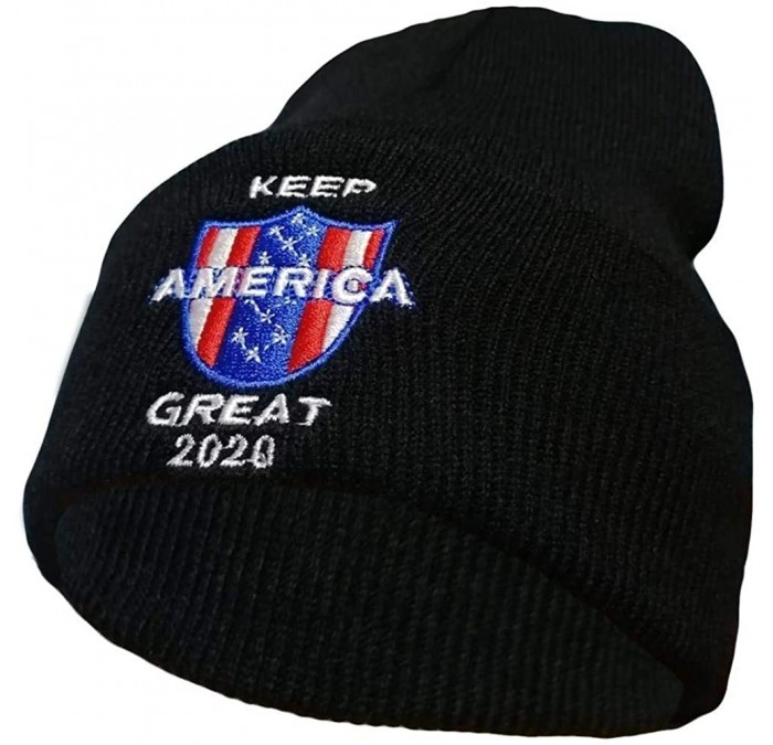 Skullies & Beanies Keep America Great 2020 Donald Trump Unisex Cuffed Plain Skull Knit Hat Cap - Black 005 - CO18YLX5G3K $12.56