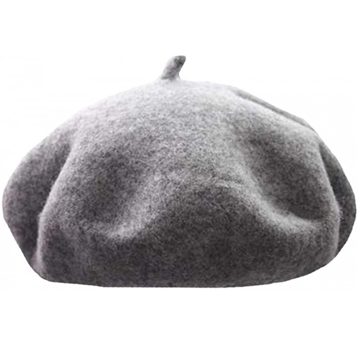 Berets Classic Wool Beret Soild Color Artist Hat for Infants and Toddlers - Grey - CV185XMCQNI $32.47
