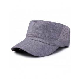 Baseball Caps Men's Flat Top Peaked Military Hat Adjustable Army Mesh Baseball Cap - Grey - CO18EMOK9TZ $14.49