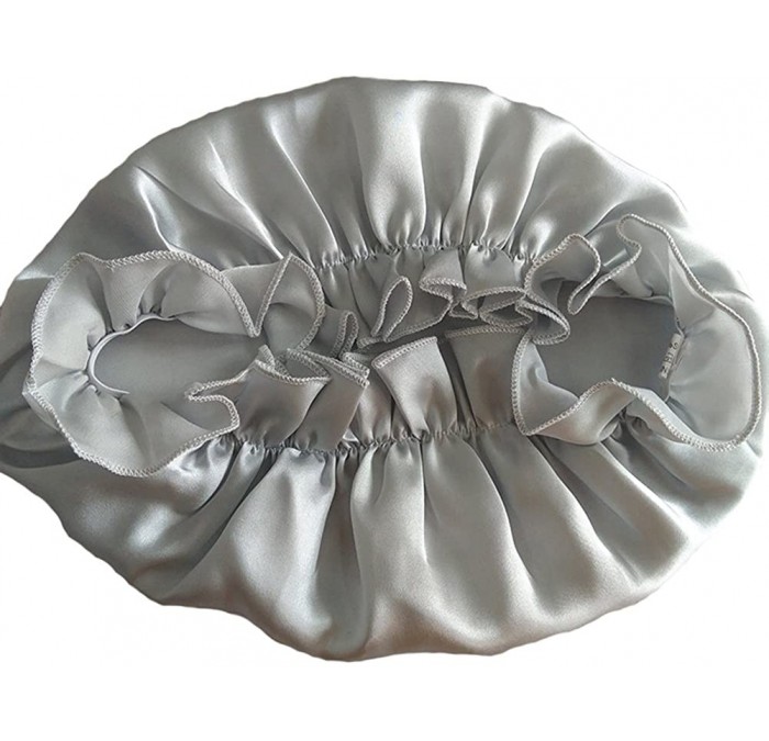 Skullies & Beanies Natural Silk Sleep Night Cap Head Cover Bonnet Hat for for Hair Beauty - Silver Grey - C918GYDWIER $31.78