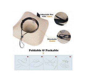 Sun Hats Womens Sun Straw Hat Wide Brim UPF 50 Summer Hat Foldable Roll up Floppy Beach Hats for Women - Mixed Beige - CF180R...