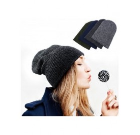 Skullies & Beanies Fashion Unisex Warm Thick Slouchy Skull Cap Knitted Beanie Hat - Black - C712NH8BXFK $10.32