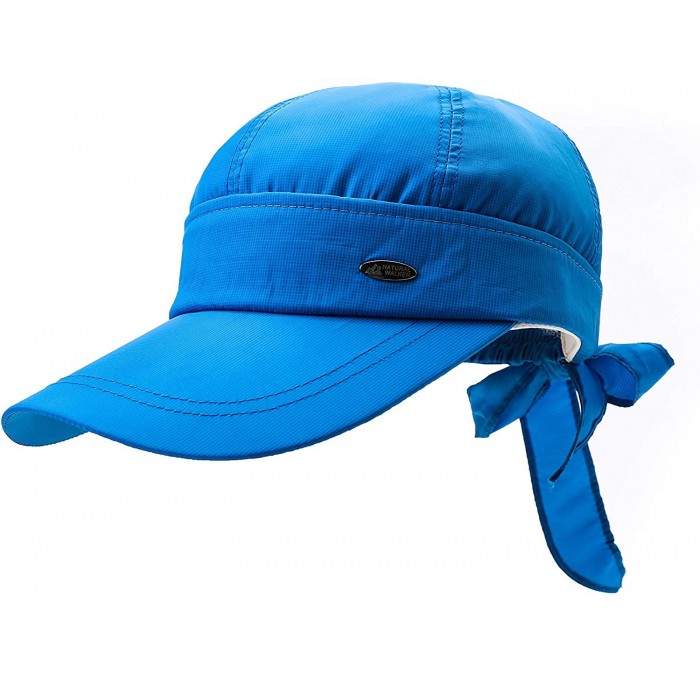 Sun Hats Women's Uv Protection Sun Hat Covertible 2 in 1 Beach Visor Hat Wide Large Brim Thin Cap - Blue - CQ18RZCH0OS $12.01