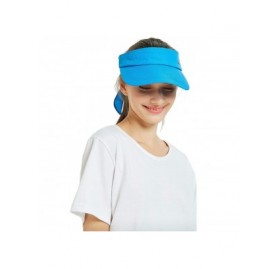 Sun Hats Women's Uv Protection Sun Hat Covertible 2 in 1 Beach Visor Hat Wide Large Brim Thin Cap - Blue - CQ18RZCH0OS $12.01