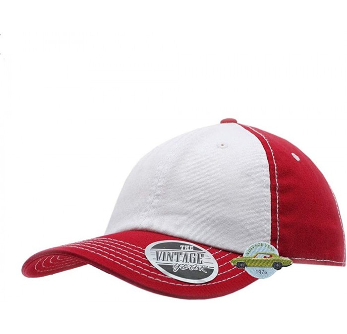 Baseball Caps Classic Washed Cotton Twill Low Profile Adjustable Baseball Cap - Red/White/Red a - C312N4W5VKS $24.62