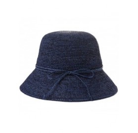 Sun Hats Womens Straw Beach Sun Hat Wide Brim UPF 50+ Panama Fedora Packable & Adjustable - 16023navy - C018R93CHAT $25.09