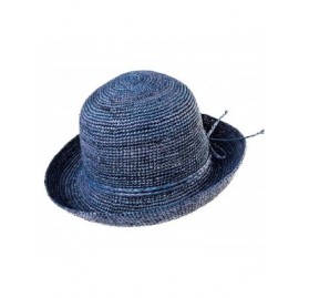 Sun Hats Womens Straw Beach Sun Hat Wide Brim UPF 50+ Panama Fedora Packable & Adjustable - 16023navy - C018R93CHAT $25.09
