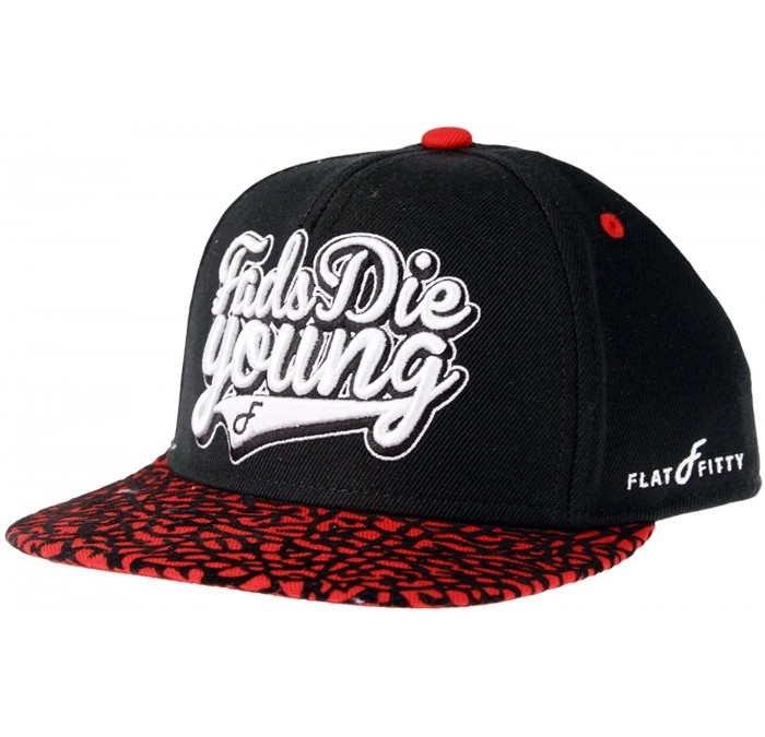 Baseball Caps Premium Luxury Head Wear - Fads Die Young Black-Red - CY11KFMUUAT $21.71