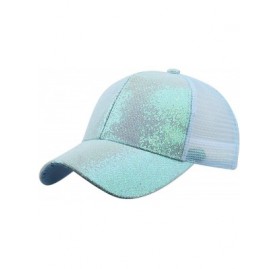 Baseball Caps Baseball Cap-SFE Women Girl Ponytail Sequins Shiny Messy Bun Snapback Hat Sun Caps - Blue - CU18QGEHQ23 $8.14