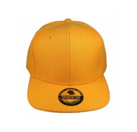 Baseball Caps Plain Blank Flat Brim Adjustable Snapback Baseball Caps Wholesale LOT 12 Pack - Gold - CZ189SWDY6W $26.55