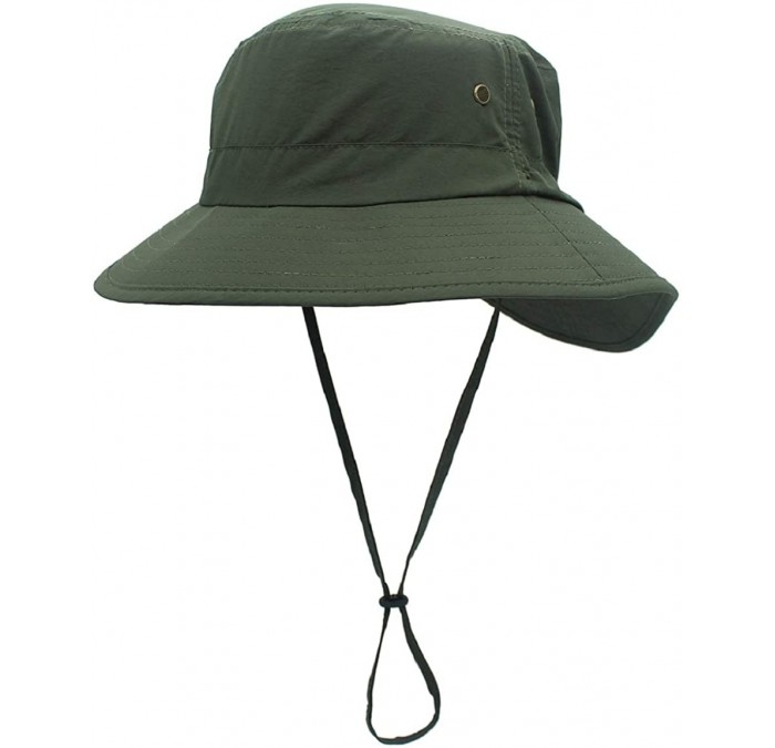 Sun Hats Women Lightweight Safari Sun Hat Quick Dry Fishing Hat with Strap Cool - Army Green - C118G0Q3D62 $14.24