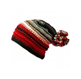 Skullies & Beanies Multicolor Striped Knit Slouchy Beanie Hat - Black - CO117KA6VXJ $17.40