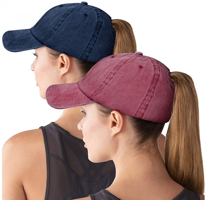 Baseball Caps High Ponytail Baseball Hat Cap for Women- Messy Bun Trucker Hat Ponycap Dad Hat Golf Sun Hat - C018R59LLU4 $28.26
