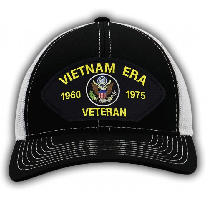 Baseball Caps US Military - Vietnam Era Veteran Hat/Ballcap Adjustable One Size Fits Most - Mesh-back Black & White - CN18OQ2...
