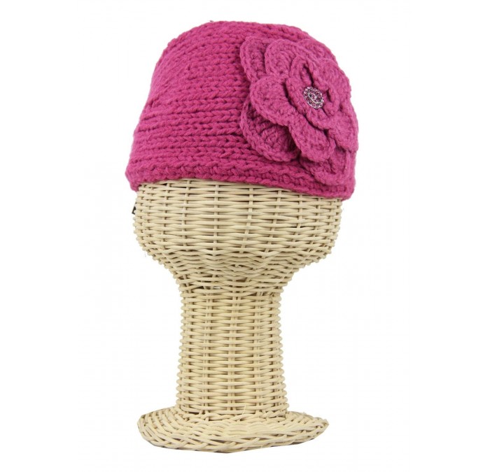 Headbands Hot Pink Adjustable Hand Knit Head Wrap Headband Neck Warmer Winter Accessory Huge Flower - C311779O69P $22.97
