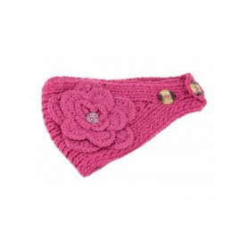 Headbands Hot Pink Adjustable Hand Knit Head Wrap Headband Neck Warmer Winter Accessory Huge Flower - C311779O69P $8.68