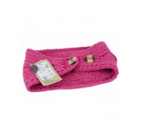Headbands Hot Pink Adjustable Hand Knit Head Wrap Headband Neck Warmer Winter Accessory Huge Flower - C311779O69P $8.68