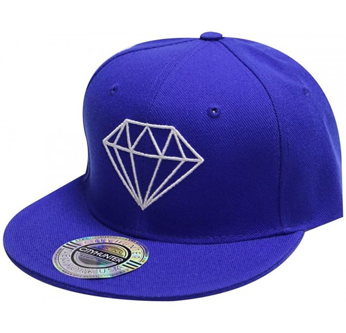 Baseball Caps Solid Diamond Snapback Cap - Royal - C211Y7E79EH $10.91